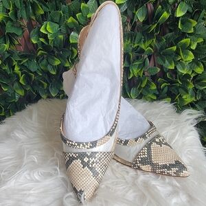 Antonio Melani Braylene Snake Print Leather Slingback Block Heel Women's Size 9